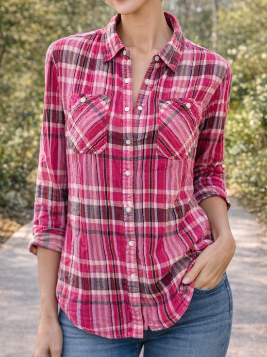 Ralph Lauren Tops - Lauren Ralph Lauren Pink Plaid Western Shirt – Women’s Size L